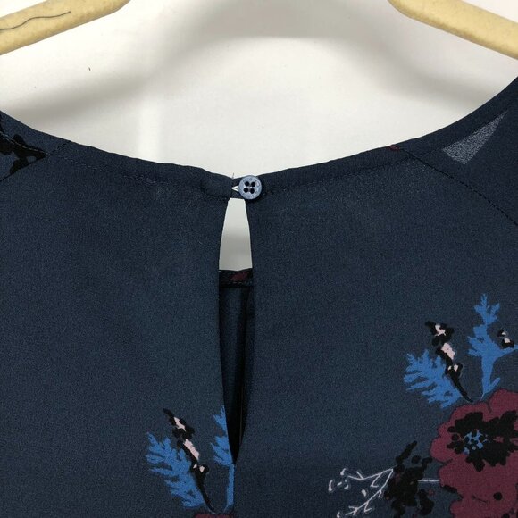 Monk & Lou Navy Blue  Floral Gathered Twist Short Sleeve Dess Size Small - Picture 11 of 16